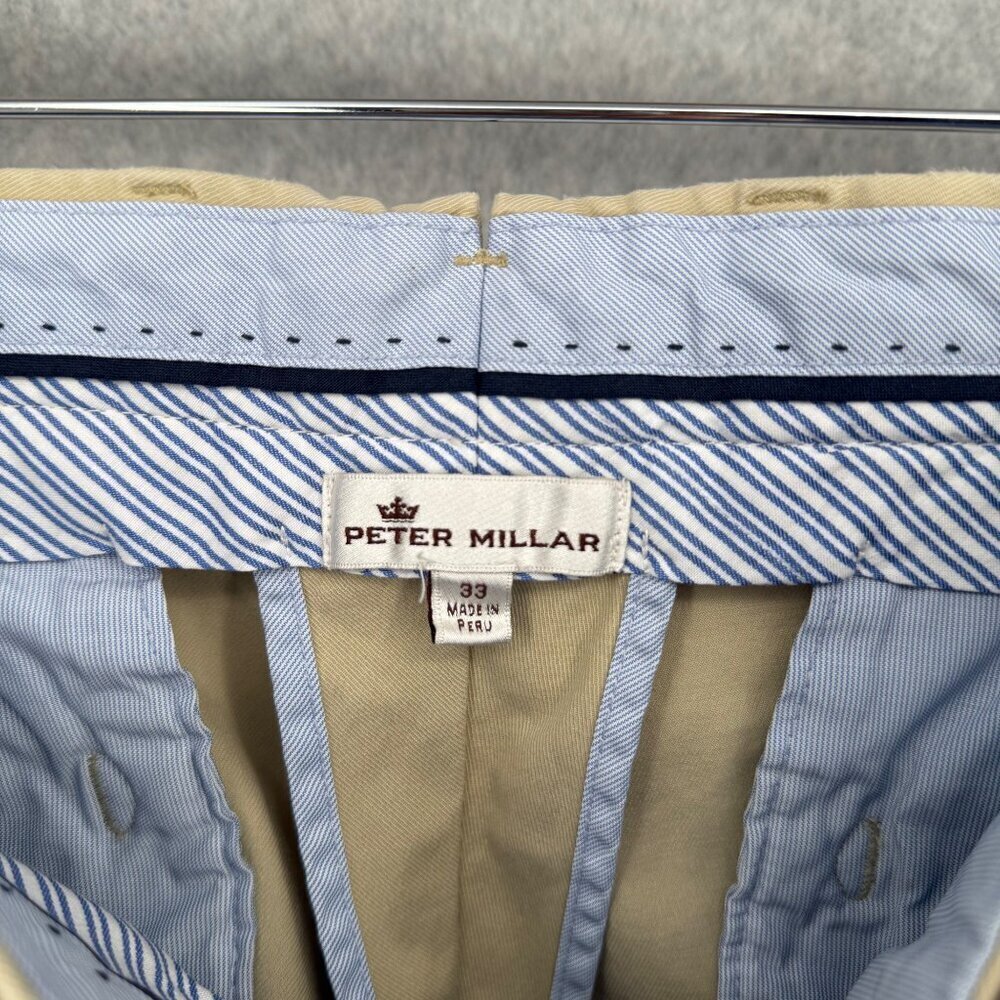 Peter Millar Mens Chino Pant Size 33x34 Pima Cotton Tan Straight Leg Golf Work - Picture 8 of 14